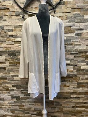 F.A.D. Lightweight Open Front Cardigan Jacket - White